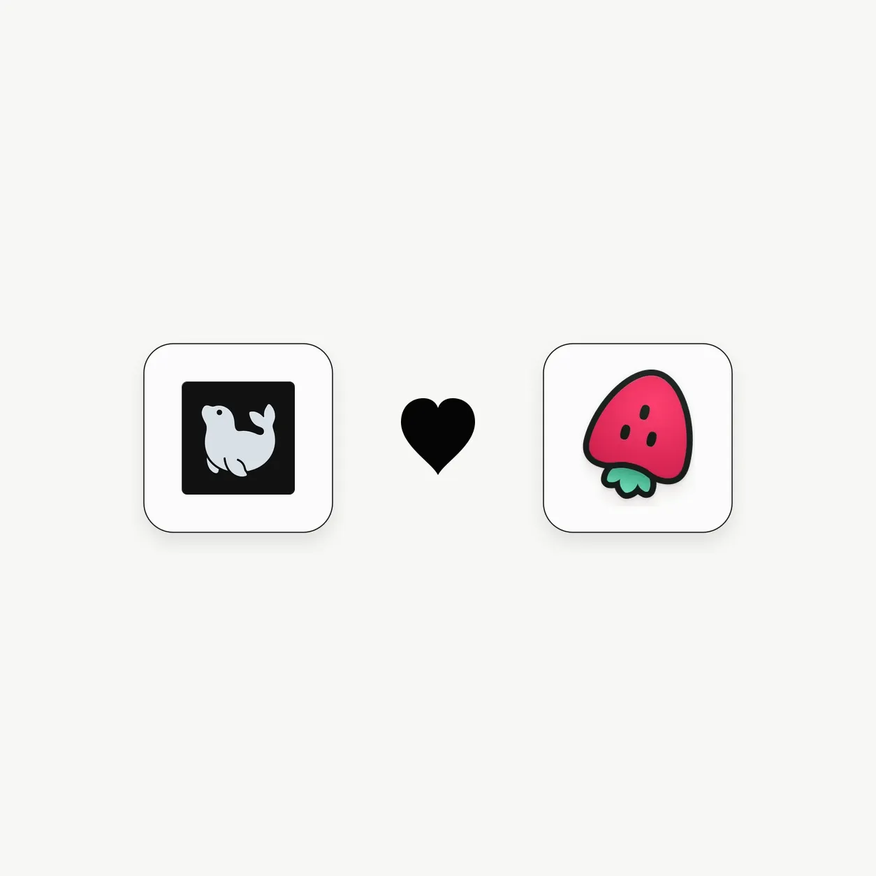 OneQuery logo connected to the Jam logo with a heart symbol.
